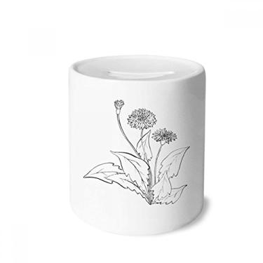 Imagem de DIYthinker Caixa de moedas de cerâmica preta e branca com flores de dente-de-leão e porta-moedas para presente