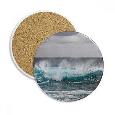 Imagem de Caneca para porta-copos Sea Ocean Wave Science Nature Picture Caneca de proteção de mesa Pedra absorvente