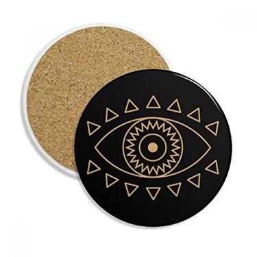 Imagem de Caneca de porta-copos com padrão geométrico de totem para proteção de mesa, pedra absorvente