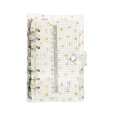 Imagem de A6 A5 Pasta de arquivo com tampa de PVC colorida de 6 furos e anel redondo com fecho de botão de pressão (Daisy, A6 combo)