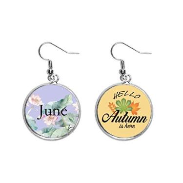 Imagem de Lindo brinco de folha de outono com estampa de lótus junho