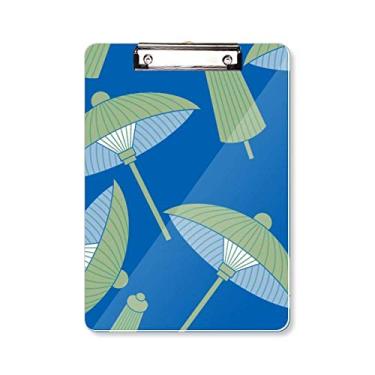 Imagem de Prancheta de papel verde guarda-chuva padrão nuvem pasta, bloco de escrita A4