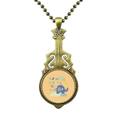 Imagem de DIYthinker Colar de elefante listrado com desenho de pássaro amarelo animal colar antigo joia música pingente de guitarra