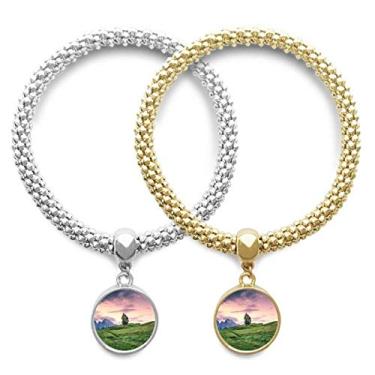 Imagem de DIYthinker Pulseira com pingente de árvore rosa para amante do céu, joia para presente de casal