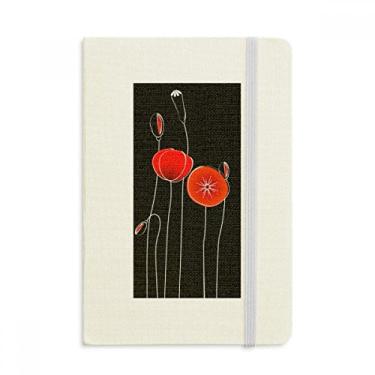 Imagem de Caderno artístico abstrato de flores com círculo vermelho e estampa de milho com capa dura em tecido oficial