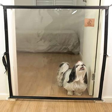 Imagem de Grade Pra Cães Pinscher E Pug Tela Transparente Para Portas100 cm x 90 cm - Preto