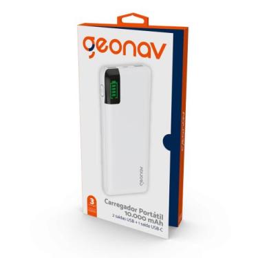 Imagem de Carregador Portátil Universal Geonav, 10000 Mah, Branco - Pb10kwt