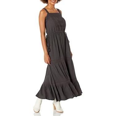 Imagem de Lucky Brand Vestido longo feminino de renda em camadas, Preto lavado, M