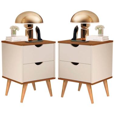 Imagem de Conjunto 2 Peças Mesa de Cabeceira Madri Elegance 2 Gavetas Pés Palito