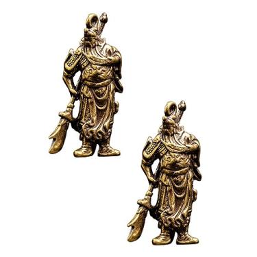 Imagem de NOLITOY 2 Unidades Pingente De Chaveiro Latão Chinês Estatuetas Da Sorte Estátua De Guan Chang Chaveiro De Peças De Carro Estatueta Chinesa Kuan Gong Estátua De Bronze Guan Yu Charme Colar