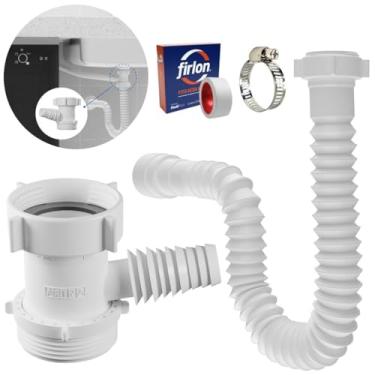 Imagem de Adaptador Para Máquina de Lavar Louça + Sifão Sanfonado Universal + Abraçadeira 1" + Fita Veda Rosca