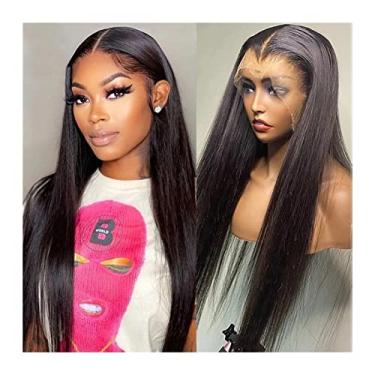 Imagem de Perucas femininas 30-71 centímetros peruano liso 13x4 lace frontal perucas de cabelo humano 4x4 peruca de cabelo humano transparente lace closure peruca pré-colada sem cola 150% densidade perucas de cabelo humano (cor: 13x4 lace front wig, tamanho