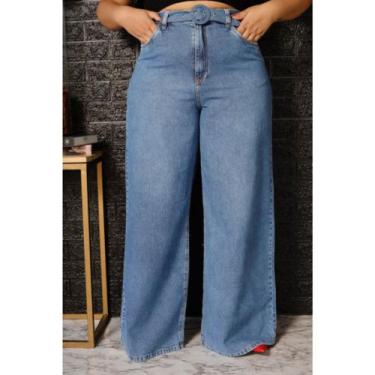 Imagem de Calça Jeans Pantalona Feminina - Rr Modas