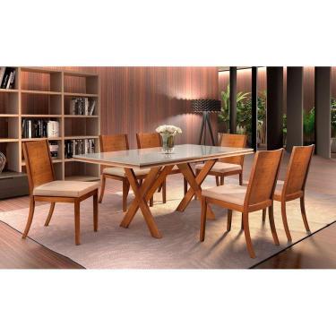 Imagem de Sala de Jantar Moderna Retangular 6 cadeiras 1,80x1,0m - Nobre - Requinte Salas