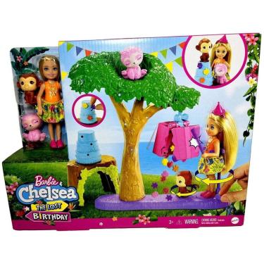 Imagem de Conjunto Festa Aniversário Na Selva - Acompanha Acessórios E Boneca Chelsea - Com Filhotes Pets Macaquinho E Bicho Preguiça - Mattel