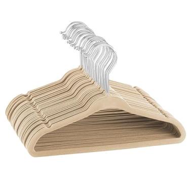 Imagem de Kit com 10, 20, 30, 40, 50, 100 Unidades de Cabides de Veludo Adulto Slim Ultra fino Antiderrapante Roupas Gancho 360° Organizador Armário Closet Reforçado Multifuncional Não Escorrega