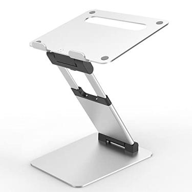 Imagem de Suporte para laptop dobrável, suporte de alumínio portátil para laptop ajustável para mesa para MacBook Pro/Air, HP, Lenovo, Sony, Dell, mais laptops de 10 a 17 polegadas (prata)