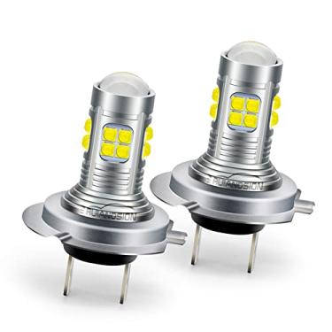 Imagem de Ruiandsion Lâmpadas LED H7 de neblina 6000 K brancas, super brilhantes de alta potência XBD 20SMD Chips DC 10-30V Lâmpada LED de substituição para luzes diurnas ou luz de neblina (pacote com 2)