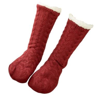 Imagem de WOFASHPURET 1 Par Meias De Chão Meia Feminina Meias De Chinelo Forradas De Lã Meia De Inverno Meias De Cama Quentes Meias De Pelúcia Meia De Pelúcia Peludo Poliéster Meias De Corrida Mulher