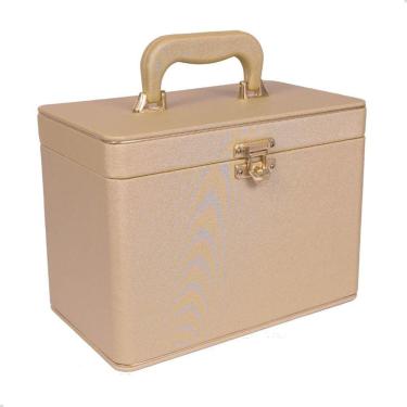 Imagem de Maleta Box 240 fotos 15x21 com 4 Álbuns Fotográficos CETIM DOURADO Bodas de Ouro Casamento