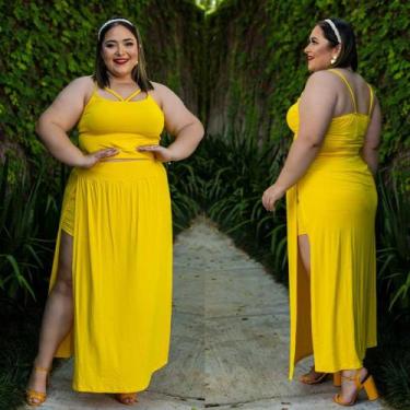 Conjunto Saia Plus Size Estiloso Confortável Lurex Festa - PLUMP