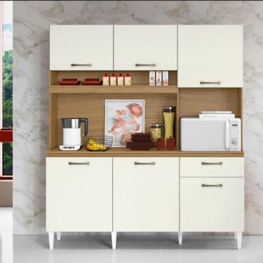 Imagem de Kit Cozinha Siena 6 Portas 1 Gaveta Aramoveis 1,60 - Atacama com Off White