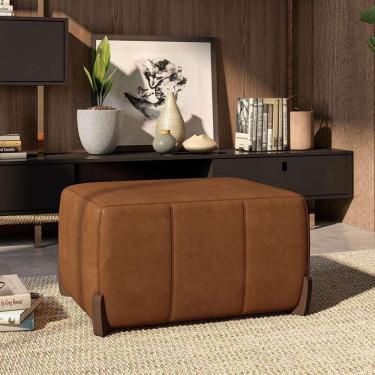 Imagem de puff retangular beirute couro conhaque 80 cm