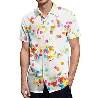 Imagem de PKDong Camiseta masculina havaiana de Páscoa estampada com coelhinho engraçado coelhinho da páscoa camiseta com flores de Páscoa, Vermelho, XXG