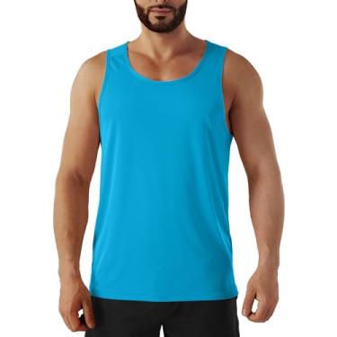 Imagem de Camiseta regata masculina neon de secagem rápida, corrida, atlética, ginástica, ioga, natação, praia, maratona muscular, sem mangas, Azul-celeste, G