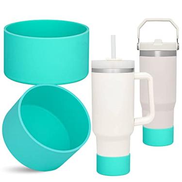 Imagem de QIANHAI Botas de silicone para copo Stanley Quencher Adventure 1,13 l com alça e Stanley IceFlow 850 g, 590 ml, manga inferior de garrafa protetora, acessórios antiderrapantes para garrafa de água esportiva (2Lakeblue)