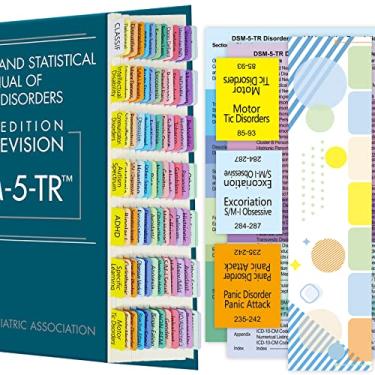 Imagem de Guias de índice atualizadas para DSM-5-TR 2022, guias DSM-V-TR codificadas por cores e laminadas, 94 abas impressas com 6 em branco, guia de alinhamento e folha de descrição de distúrbios incluída,