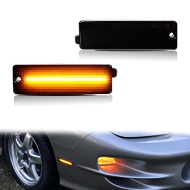Imagem de Adiil Conjunto de lâmpadas refletoras escuras de LED âmbar, luzes de sinalização, refletor de para-choque compatível com Pontiac Firebird Trans Am 1993-2002 (marcador frontal lateral, LED amarelo)