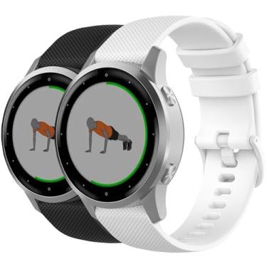 Imagem de Nacorulu Pulseira compatível com Garmin Vivoactive 4S, pulseira de substituição de silicone macio de 18 mm para smartwatch Garmin Vivomove 3S/Venu 3S 2S/Forerunner 265S 255S (pacote com 2) (preto e