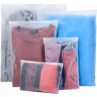 Imagem de Xujinsongg Bolsas de armazenamento de viagem – 20 peças de bolsas de embalagem de roupas, ziplock de plástico, reutilizável, fosco, impermeável, resselável, zíper para roupas, armazenamento de