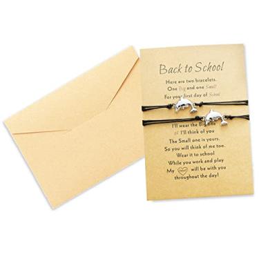 Imagem de Pulseiras de volta às aulas mãe e filha pulseiras combinando Mommy and Me Wish Braceletes First Day of School Presentes para mulheres e meninas, Cobre, outro