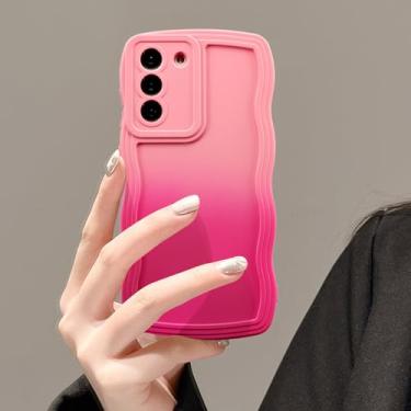 Imagem de UEEBAI Capa de silicone com moldura ondulada para Samsung Galaxy A55 5G, linda moldura ondulada slim fit à prova de choque capa macia bonita encaracolada feminina para Galaxy A55 5G, rosa rosa