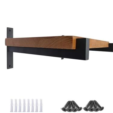 Imagem de OVOV 2 peças de suportes de prateleira de aço resistentes montados na parede suportes de prateleira de metal industrial preto fosco 20 cm