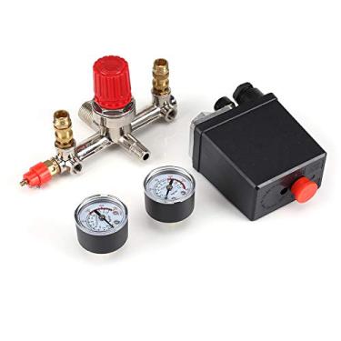 Imagem de Air Compressor Pressure Control Switch Valve Regulator 90-120 PSI with Double Gauges
