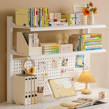 Imagem de Prateleira organizadora de mesa com fixação, bandeja de armazenamento ajustável para mesa de escritório, prateleira de armazenamento acima ou embaixo da mesa, economiza espaço