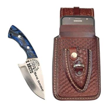 Imagem de Bainha Capinha Universal Couro Celular Faca Personalizar (Azul)