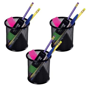 Imagem de Porta Lapis Aramado Telado Kit 3 Unidades Caneta Lapis Organizador Mesa de Trabalho Escrivaninha Home Office Escritorio Multiuso Resistente