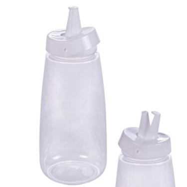 Imagem de Bisnaga Transparente para Maionese/Ketchup/Mostarda/Molho de Pimenta 520ml com Tampa Branca de Rosca, Pino Higiênico e Abertura Flip