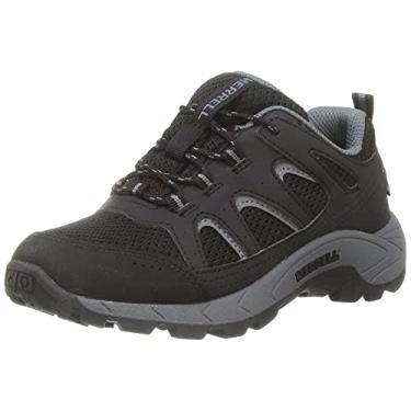 Imagem de Merrell Oakcreek Tênis infantil de caminhada impermeável de renda baixa, Preto/cinza, 11.5 Big Kid