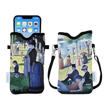 Imagem de Tainada Bolsa de neoprene para telefone masculina e feminina com alça transversal/cordão de pescoço para iPhone 14/13/12/11 Pro Max, Samsung S22+, S21 FE, A53, Google Pixel 6 (Seurat Sunday Island)