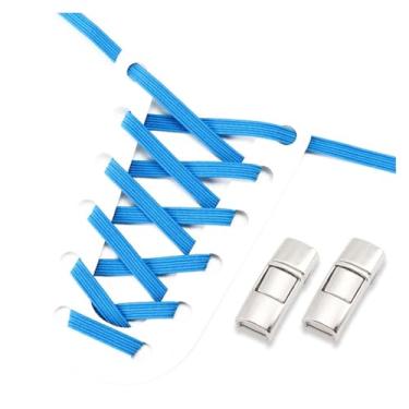 Imagem de No Tie Shoe Laces Men And Women Sneakers Metal Lock Lazy People Shoelace Elastic Shoelaces Shoe Accessories(Sky blue)