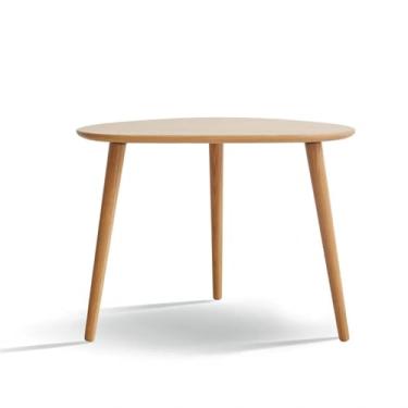Imagem de Mesa de centro pequena de carvalho, modernas mesas de centro ovais de meados do século, estilo retrô minimalista chique para sala de estar, mesa triangular exclusiva, fácil montagem