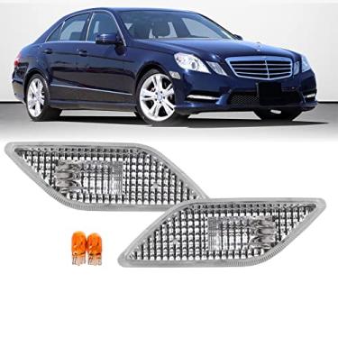 Imagem de USR 10-13 W212 E-Class 4D/5D Lente transparente dianteiro para-choque lateral conjunto de montagem (esquerda + direita) compatível com Mercedes Benz 212 E Class 4 portas/5 portas 2010-2013