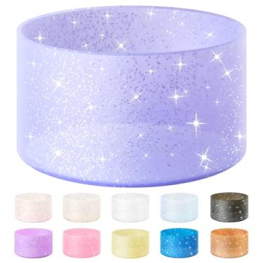 Imagem de Vmini Capa protetora para garrafas, silicone, glitter, compatível com Stanley Tumbler 591 ml–1,18 L, garrafa de água Hydro Flask 355 ml–710 ml, com fundo de 7,1–7,5 cm, base antiderrapante, brilhante