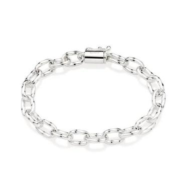 Imagem de Pulseira de prata 925 feminina rommanel elo oco oval torcido 18 cm 850