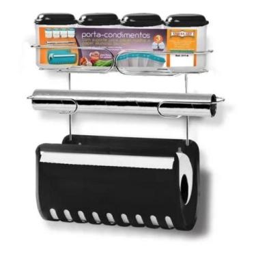 Imagem de Porta Condimentos C/ Suporte P/ Papel Toalha Papel Alumínio - Niquelar